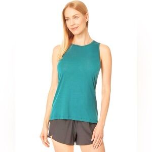 Smartwool Women's Active Ultralite High Neck Tank Long Workout Top L Green